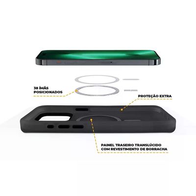 Kit Capa Magsafe Pro Preta e Pelicula Ultra Glass para iPhone 15 Plus - Gshield
