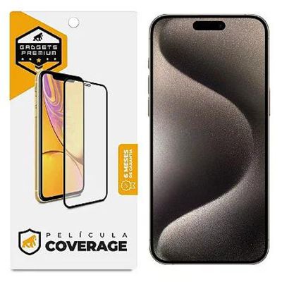 Kit Capa Dual Shock X e Pelicula Coverage 5D Pro Preta para iPhone 15 Pro - Gshield