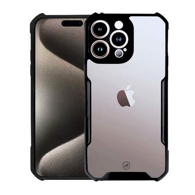 Kit Capa Dual Shock X e Pelicula Coverage 5D Pro Preta para iPhone 15 Pro - Gshield