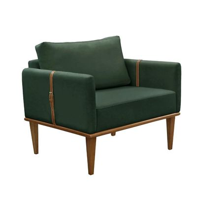 Conjunto - 2 Poltronas Milla Luxo Madeira Maciça Castellar Veludo Verde