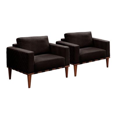 Conjunto - 2 Poltronas Bella Luxo Madeira Maciça Castellar Corino Preto