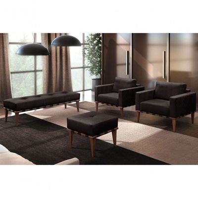 Conjunto - 2 Poltronas Bella Luxo Madeira Maciça Castellar Corino Preto