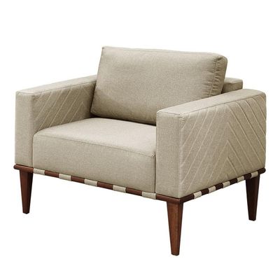 Conjunto - 2 Poltronas Bella Luxo Madeira Maciça Castellar Linho Bege