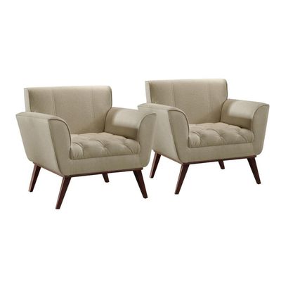 Conjunto - 2 Poltronas Lise Luxo Madeira Maciça Castellar Linho Bege