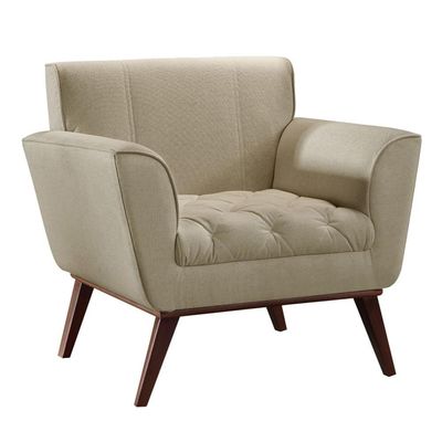 Conjunto - 2 Poltronas Lise Luxo Madeira Maciça Castellar Linho Bege
