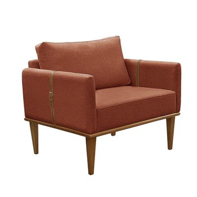 Conjunto - 2 Poltronas Milla Luxo Madeira Maciça Castellar Linho Terracota