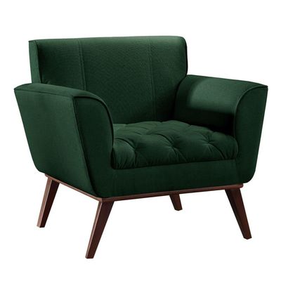 Conjunto - 2 Poltronas Lise Luxo Madeira Maciça Castellar Veludo Verde