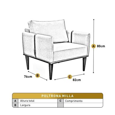 Conjunto - 2 Poltronas Milla Luxo Madeira Maciça Castellar Veludo Bege Claro