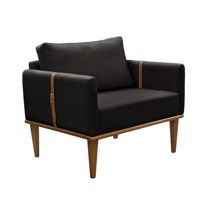Conjunto - 2 Poltronas Milla Luxo Madeira Maciça Castellar Corino Preto