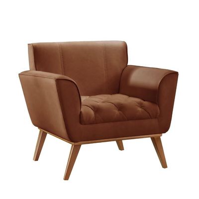 Conjunto - 2 Poltronas Lise Luxo Madeira Maciça Castellar Corino Caramelo