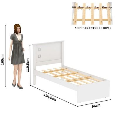 Cama Barcelona Solteiro Branco-preto - Tebarrot