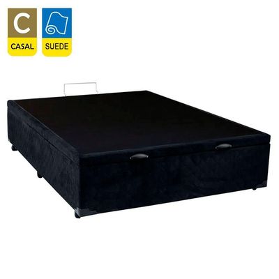 Cama Box Baú Casal Suede Sereneprime Preto 138x188x44