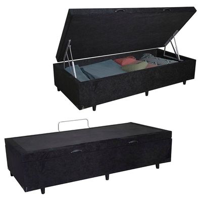 Cama Box Baú Solteiro Suede + Colchão De Espuma D33 - Sereneprime - 88cm Preto