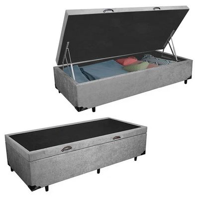 Cama Box Baú Solteiro Suede + Colchão De Espuma D33 - Sereneprime - 88cm Cinza