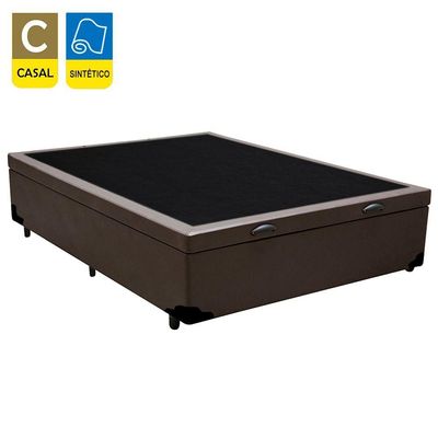 Cama Box Baú Casal Sintético + Colchão De Espuma D33 - Sereneprime - 138cm marrom