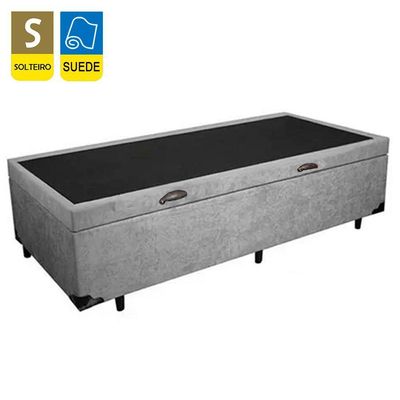 Cama Box Baú Solteiro Suede + Colchão De Espuma D33 - Sereneprime - 88cm cinza