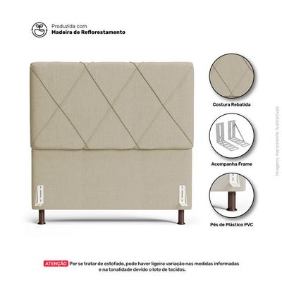 Cabeceira Cama Box Solteiro Mel 90cm Com Frame Linho Bege - Desk Design