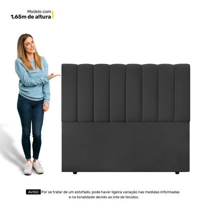 Cabeceira Cama Box Casal King Size Kharla 193cm Veludo Cinza - Desk Design