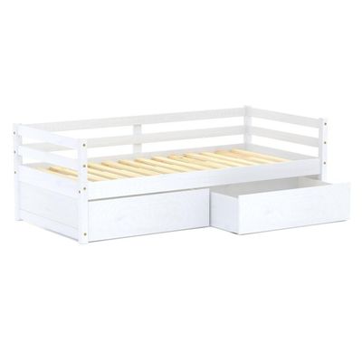 Cama Solteiro Slim Rb Com 02 Gavetas Madeira Maciça Branco Housin