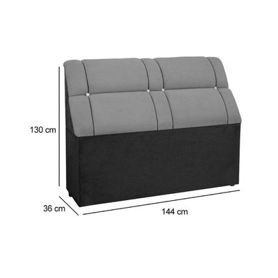 Cabeceira Cama Box Estofada Casal Casal Imperador Suede Cinza - Simbal