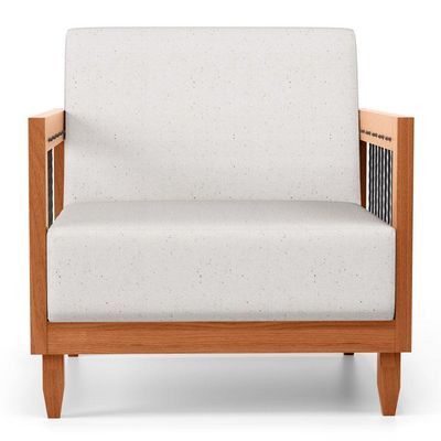 Kit 02 Poltronas Varanda Samoa Madeira Maciça Com Cordas Náutica Linho Natural - Desk Design