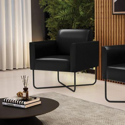 Poltrona Base X Industrial Preto Marisa Corano D03 - D\'rossi Cor Preto