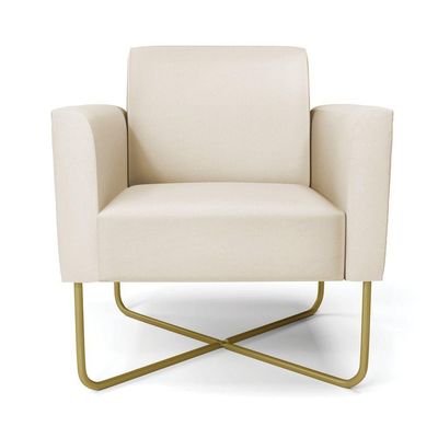 Poltrona Base X Industrial Dourado Marisa Corino Bege D03 - D\'rossi