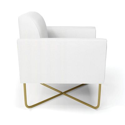 Poltrona Base X Industrial Dourado Marisa Corino Branco D03 - D\'rossi
