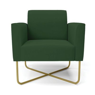 Poltrona Base X Industrial Dourado Marisa Veludo D03 - D\'rossi Cor Verde