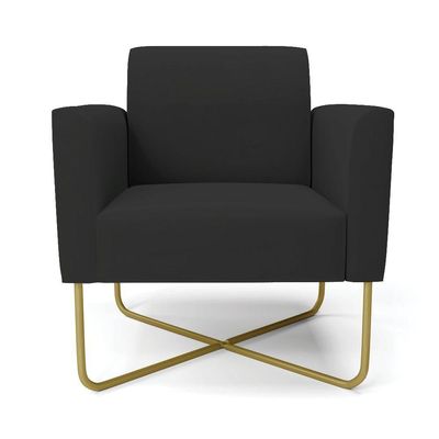Poltrona Base X Industrial Dourado Marisa Veludo D03 - D\'rossi Cor Preto