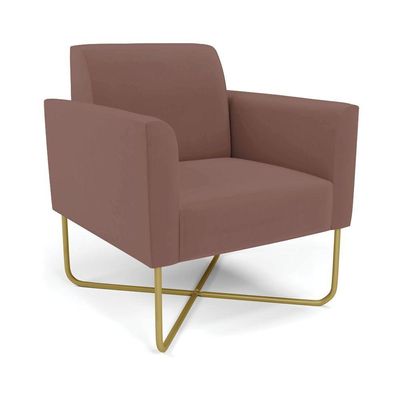Poltrona Base X Industrial Dourado Marisa Veludo D03 - D\'rossi Cor Rose