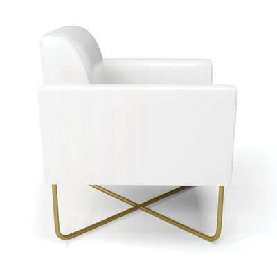 Poltrona Base X Industrial Dourado Marisa Corano Branco D03 - D\'rossi