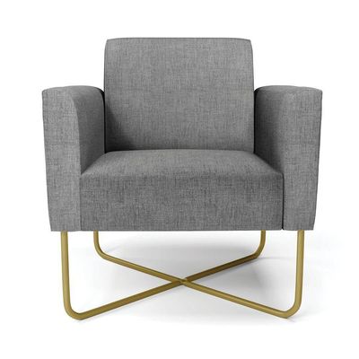 Kit 2 Poltronas Base X Industrial Dourado Marisa Linho D03 - D\'rossi Cor A26 Grafite