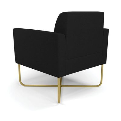 Kit 2 Poltronas Base X Industrial Dourado Marisa Linho D03 - D\'rossi Cor A79 Preto