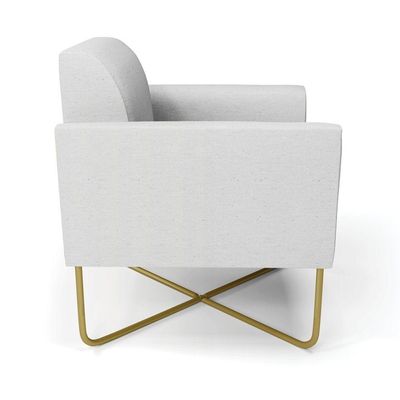 Kit 2 Poltronas Base X Industrial Dourado Marisa Linho D03 - D\'rossi Cor A05 Cinza