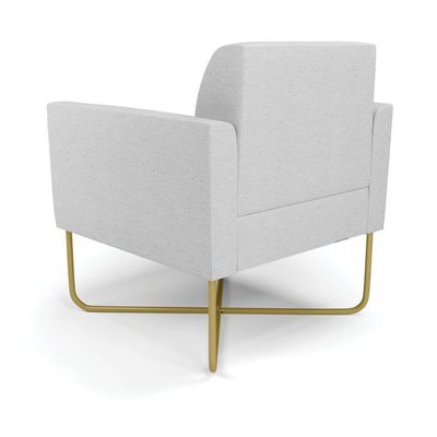 Kit 2 Poltronas Base X Industrial Dourado Marisa Linho D03 - D\'rossi Cor A05 Cinza