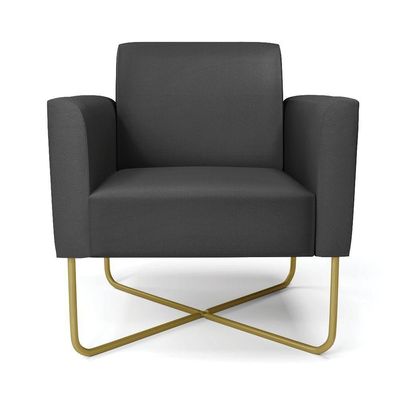 Kit 2 Poltronas Base X Industrial Dourado Marisa Corino Preto D03 - D\'rossi
