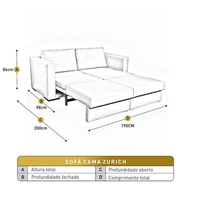 Sofá Cama Hermes 3 Lugares Luxo 1,90 M Castellar Móbile Linho Cinza