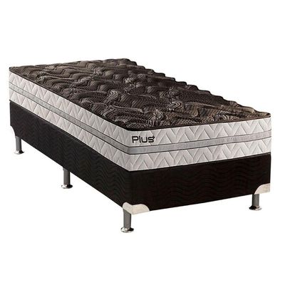 Conjunto Box Solteiro: Colchão Espuma Paropas D33 Pasquale Plus + Base CRC Suede Black(88x188)