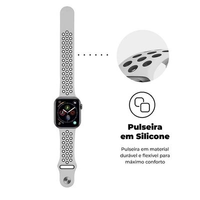 Pulseira Para Apple Watch Armor Running 49Mm - Branco E Preto - Gshield