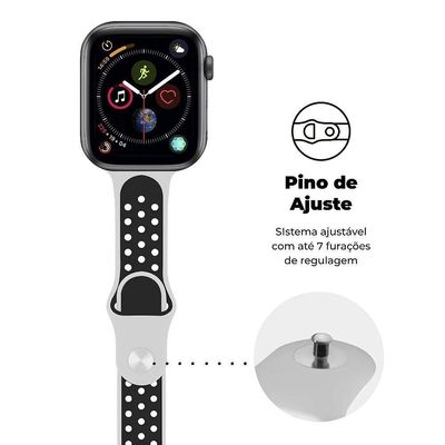 Pulseira Para Apple Watch Armor Running 49Mm - Branco E Preto - Gshield