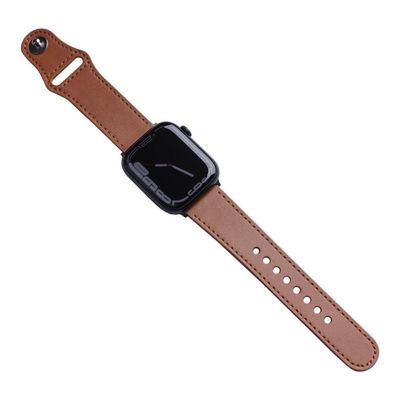 Pulseira De Couro Para Apple Watch 42 / 44 / 45Mm - Marrom - Gshield