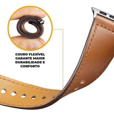 Pulseira De Couro Para Apple Watch 42 / 44 / 45Mm - Marrom - Gshield