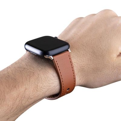 Pulseira De Couro Para Apple Watch 42 / 44 / 45Mm - Marrom - Gshield