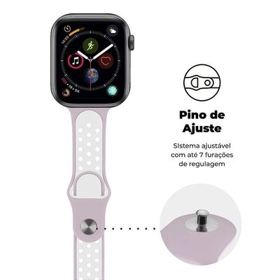 Pulseira Para Apple Watch Armor Running 49Mm- Rosa E Branco - Gshield