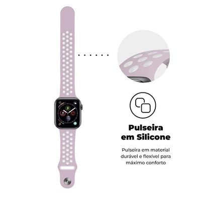 Pulseira Para Apple Watch Armor Running 49Mm- Rosa E Branco - Gshield