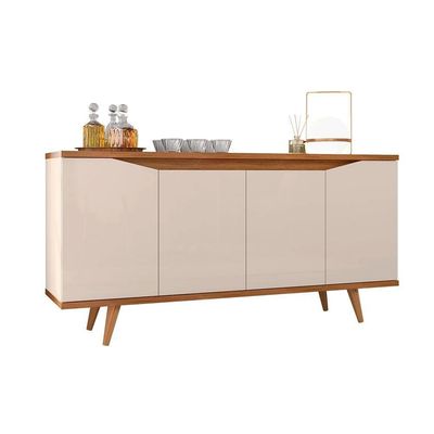 Bancada Aparador Mirabel Off White/ Cedro 4 Portas