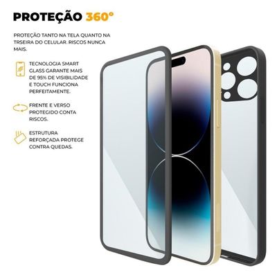 Capa 360 Para Iphone 14 Pro Max - Preta -Frente E Verso- Gshield
