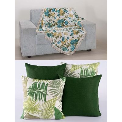 Kit 4 Almofadas Cheias Lindas Decorativas Sala Sofá C/ Xale Verde
