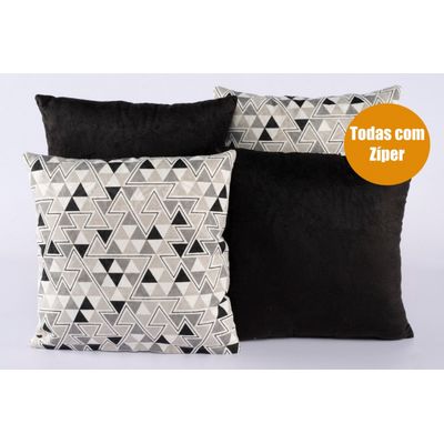 Kit 4 Almofadas Cheias Lindas Quarto Sala Sofá Com Xale Preto